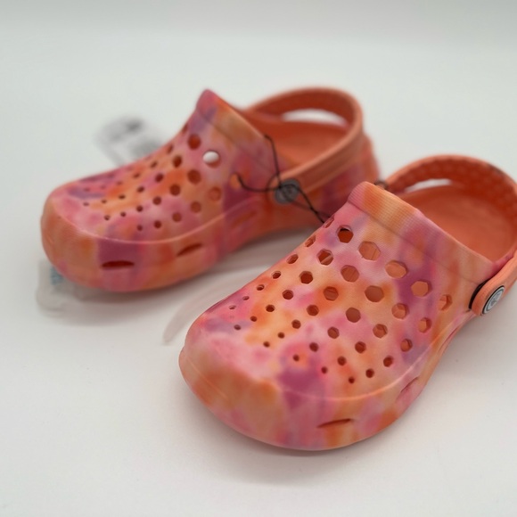 Joybees Active Clog Girls Pink Peach Orange Tie Dye Slides Sandals New - Picture 3 of 5